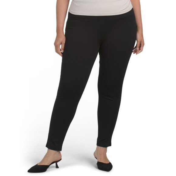 JONES & CO JONES NEW YORK Black Plus Tummy Control Ponte Leggings - Picture 1 of 2